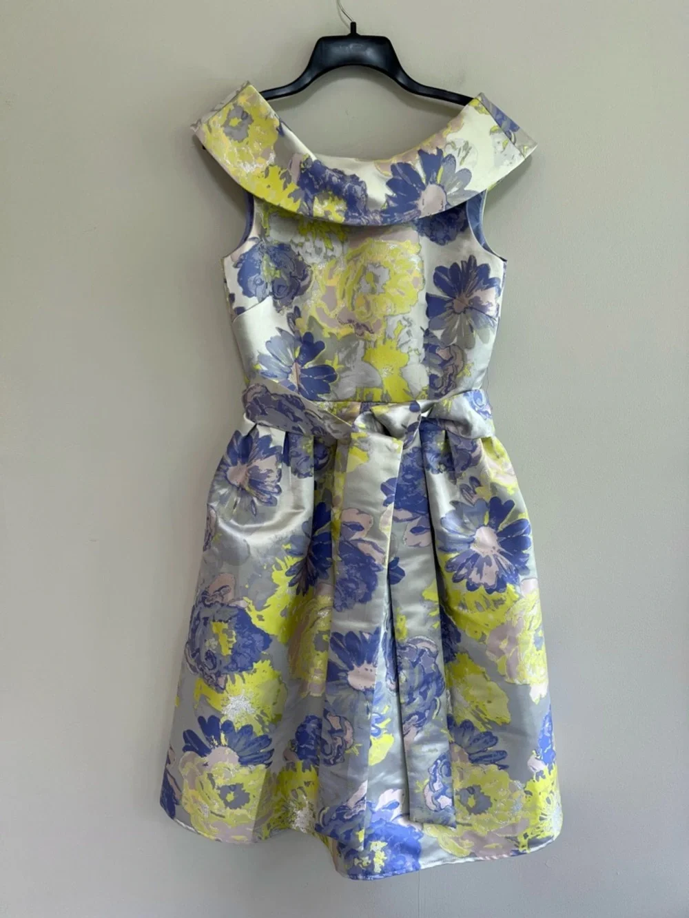 Alex Marie Diana Floral Fancy Party Belted Midi Dress in Yellow/Purple, 4 - Picture 2 of 12